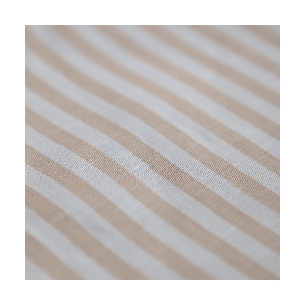 Lucas - Tissu lin coton rayures 6mm blanc lait et cappuccino