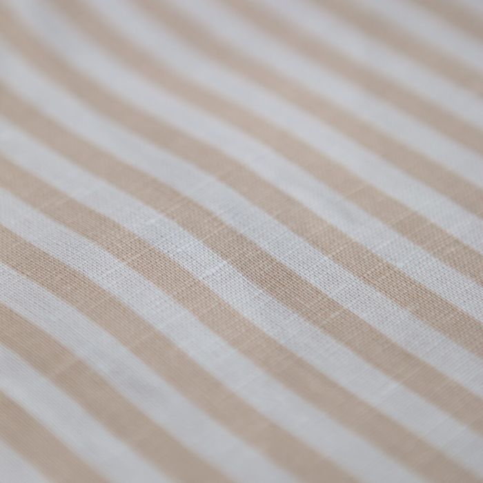 Lucas - Tissu lin coton rayures 6mm blanc lait et cappuccino