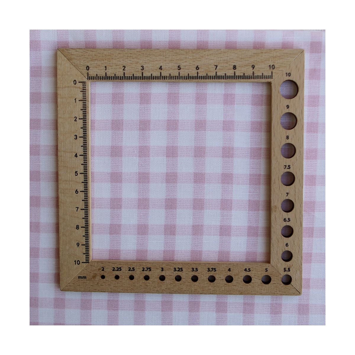 Victor - Tissu lin coton vichy 7mm blanc lait et vieux rose