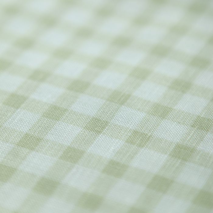 Victor - Tissu lin coton vichy 7mm blanc lait et vert amande