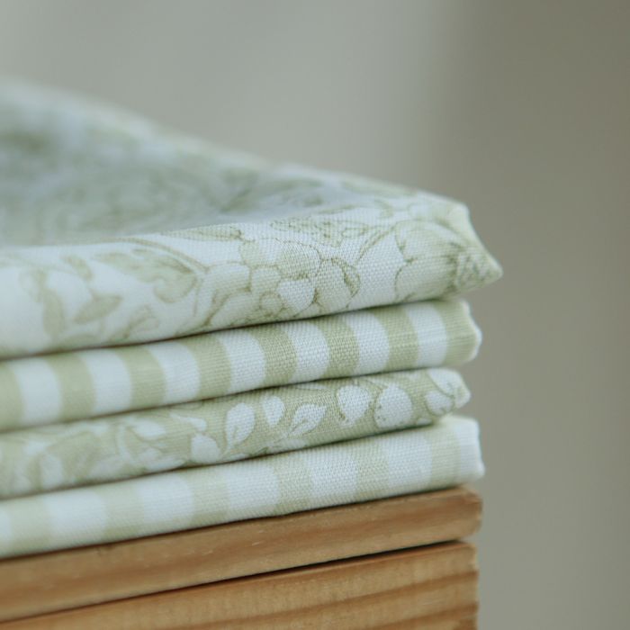 Victor - Tissu lin coton vichy 7mm blanc lait et vert amande