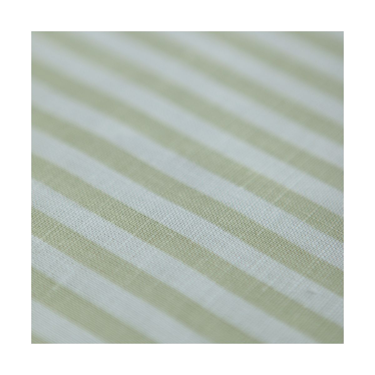 Lucas - Tissu lin coton rayures 6mm blanc lait et vert amande