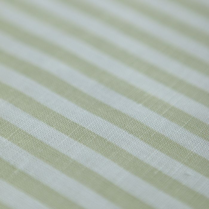 Lucas - Tissu lin coton rayures 6mm blanc lait et vert amande