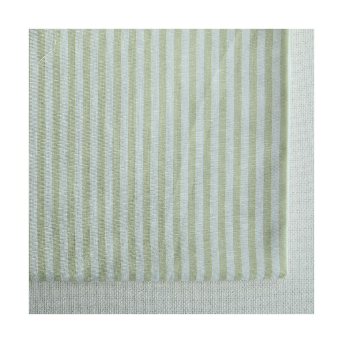 Lucas - Tissu lin coton rayures 6mm blanc lait et vert amande