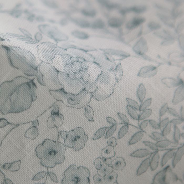 copie de Apolline - Tissu lin coton roses effet toile de Jouy blanc lait et vert amande