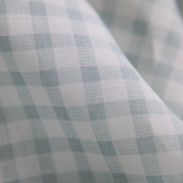 Victor - Tissu lin coton vichy 7mm blanc lait et bleu brume 2