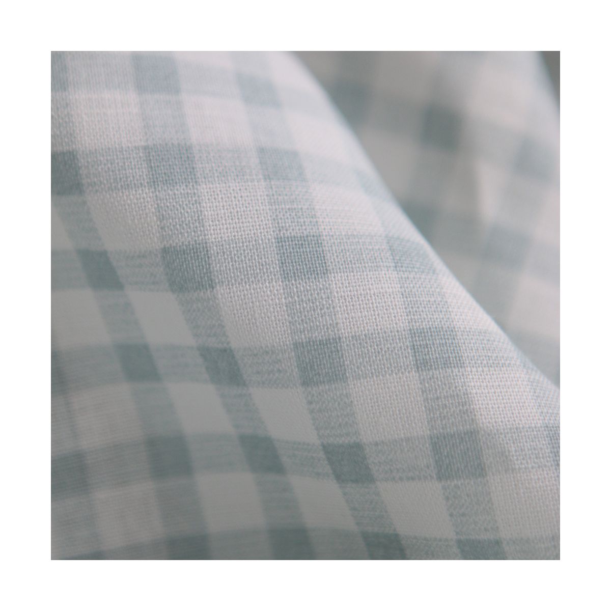 Victor - Tissu lin coton vichy 7mm blanc lait et bleu brume