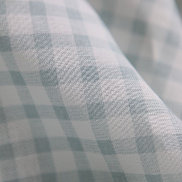 Victor - Tissu lin coton vichy 7mm blanc lait et bleu brume