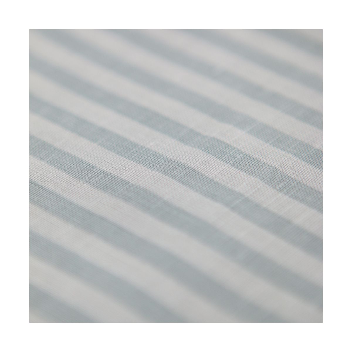 Lucas - Tissu lin coton rayures 6mm blanc lait et bleu brume