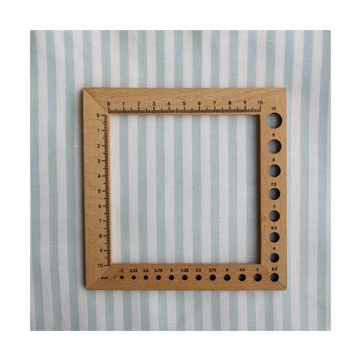 Lucas - Tissu lin coton rayures 6mm blanc lait et bleu brume