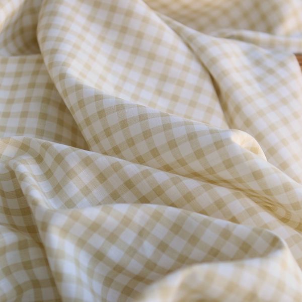 copie de Victor - Tissu lin coton vichy 7mm blanc lait et bleu brume