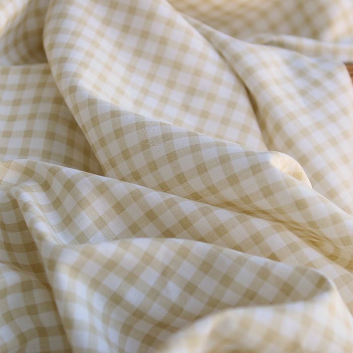 copie de Victor - Tissu lin coton vichy 7mm blanc lait et bleu brume