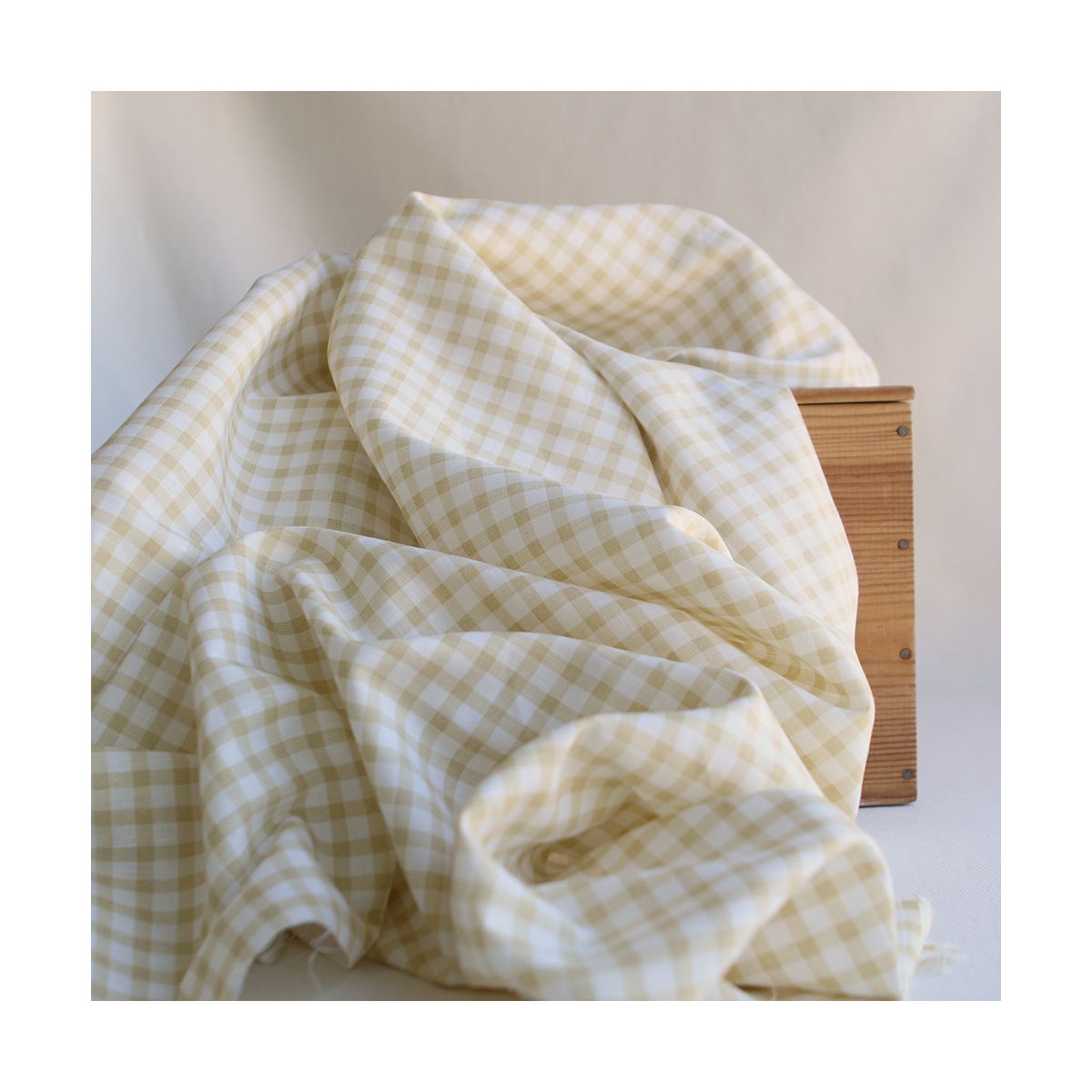 copie de Victor - Tissu lin coton vichy 7mm blanc lait et bleu brume