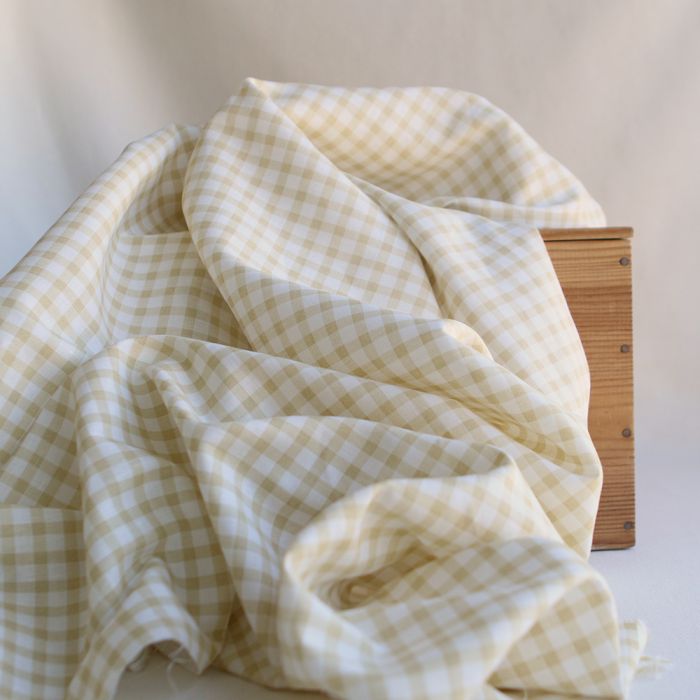 copie de Victor - Tissu lin coton vichy 7mm blanc lait et bleu brume