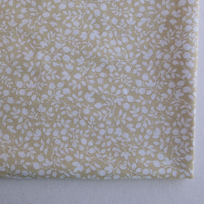 Amaury - Tissu lin coton motif délicat blanc lait et jaune blé