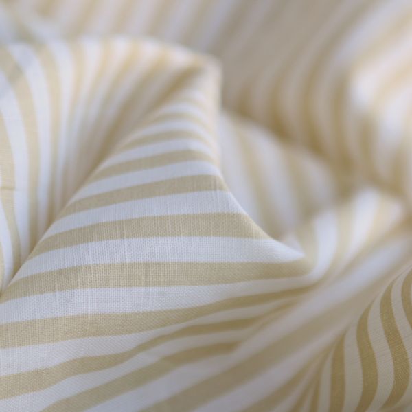 Lucas - Tissu lin coton rayures 6mm blanc lait et jaune blé 2