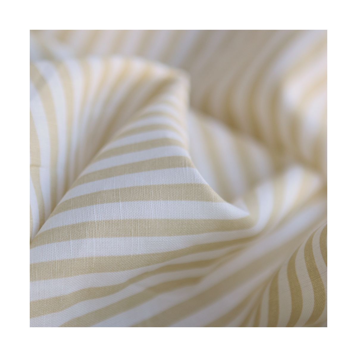 Lucas - Tissu lin coton rayures 6mm blanc lait et jaune blé