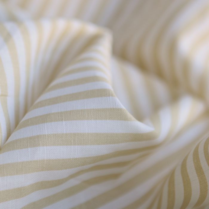 Lucas - Tissu lin coton rayures 6mm blanc lait et jaune blé