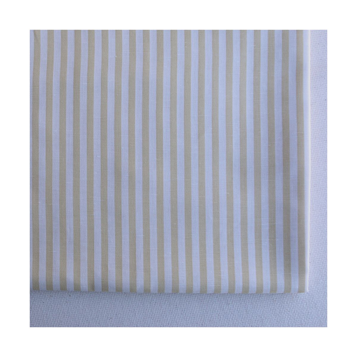 Lucas - Tissu lin coton rayures 6mm blanc lait et jaune blé