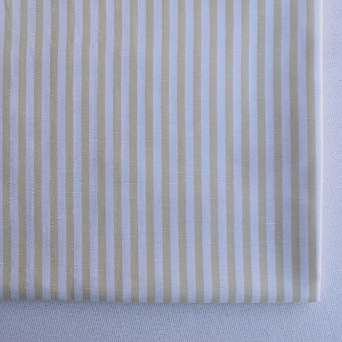 Lucas - Tissu lin coton rayures 6mm blanc lait et jaune blé