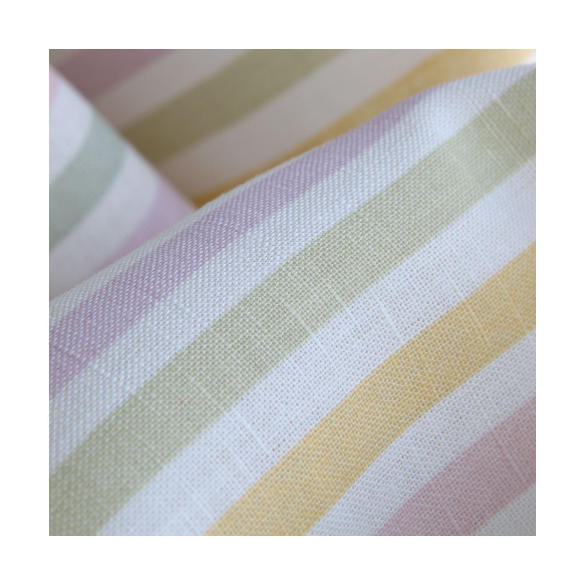 Lucas - Tissu lin coton rayures 6mm multicolores jaune, vert, rose