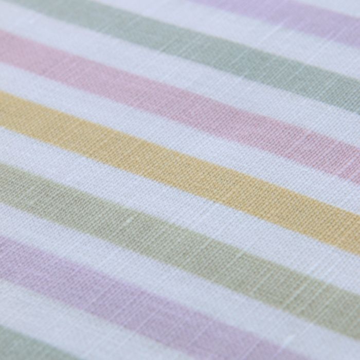 Lucas - Tissu lin coton rayures 6mm multicolores jaune, vert, rose