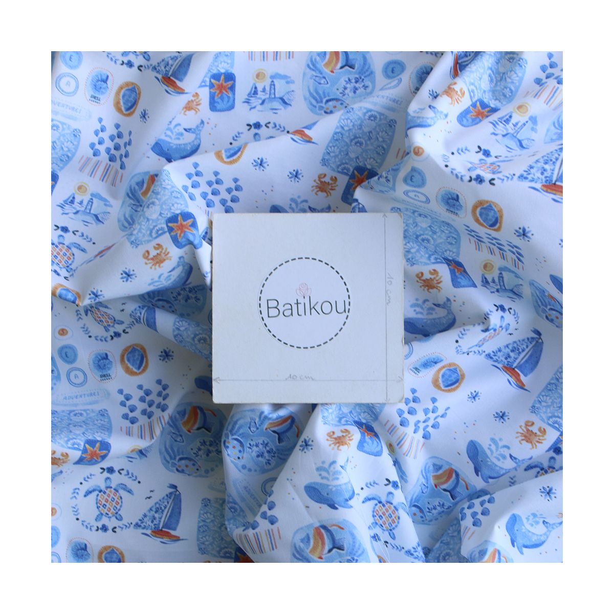 Malo - Popeline de coton BIO imprimé marin bleu