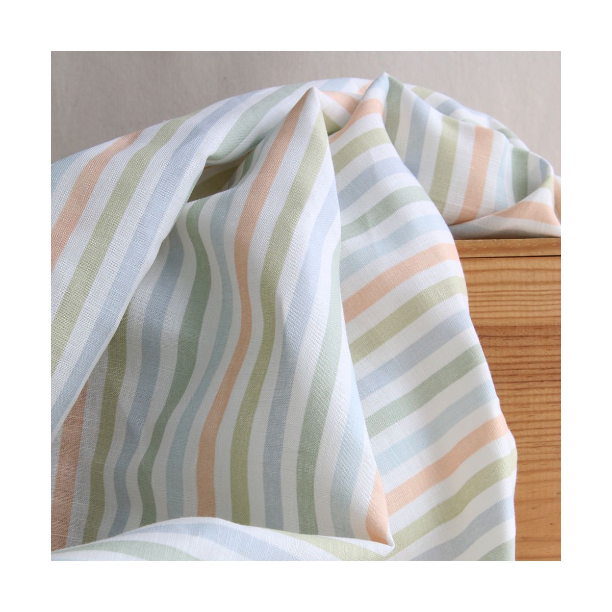 Lucas - Tissu lin coton rayures 6mm multicolores orange, vert, bleu