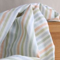 Lucas - Tissu lin coton rayures 6mm multicolores orange, vert, bleu