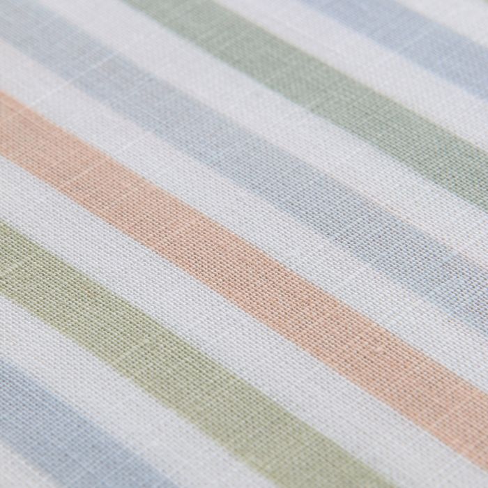 Lucas - Tissu lin coton rayures 6mm multicolores orange, vert, bleu