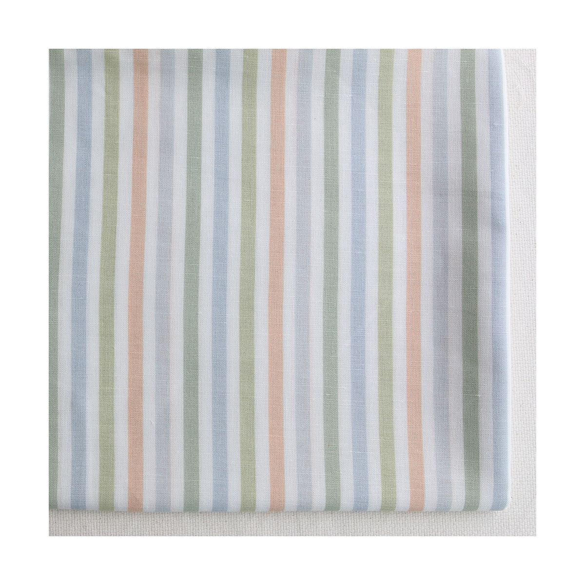 Lucas - Tissu lin coton rayures 6mm multicolores orange, vert, bleu
