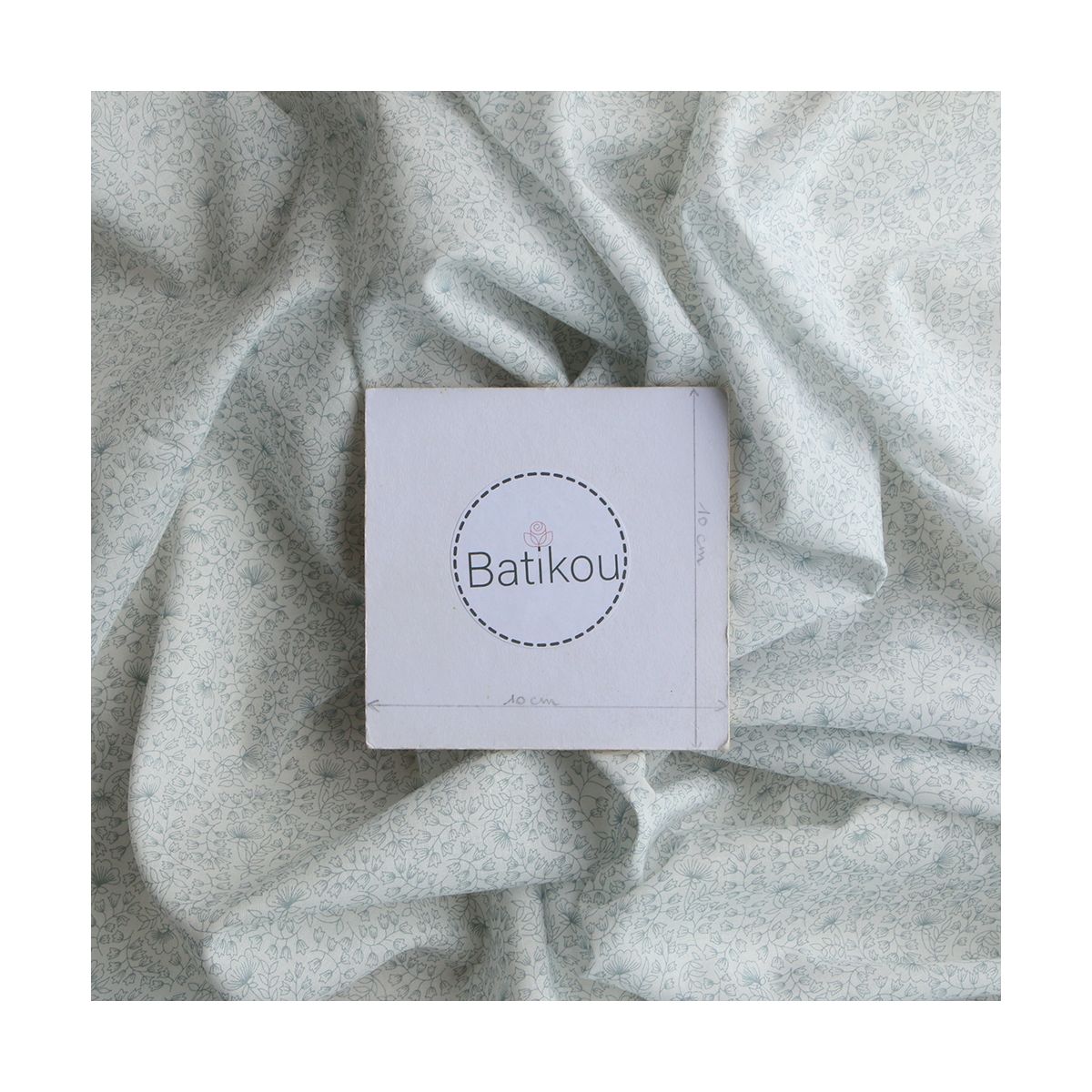 Batiste de coton BIO douce petit motif fleuri bleu grisé