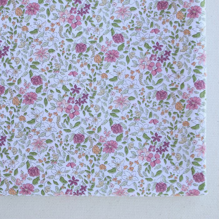 Amelie - Popeline de coton fleuri teintes roses
