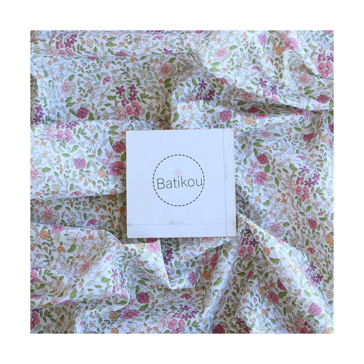 Amelie - Popeline de coton fleuri teintes roses