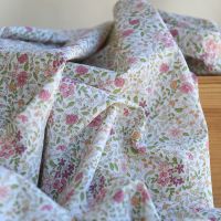 Amelie - Popeline de coton fleuri teintes roses