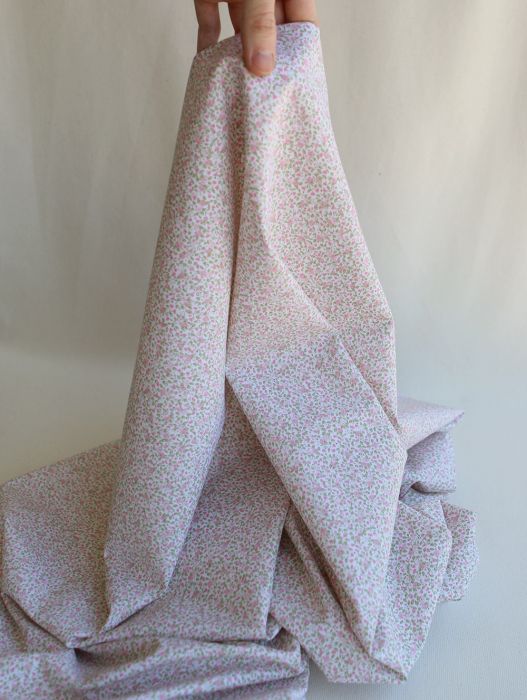 Grace - Popeline de coton mini fleurivert et rose