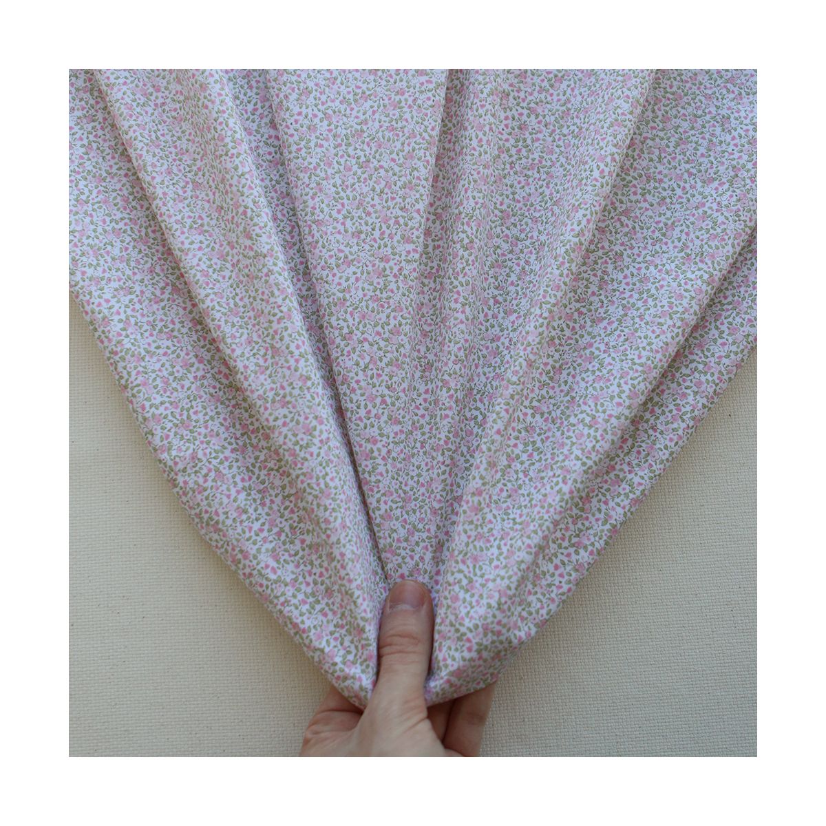 Grace - Popeline de coton mini fleurivert et rose