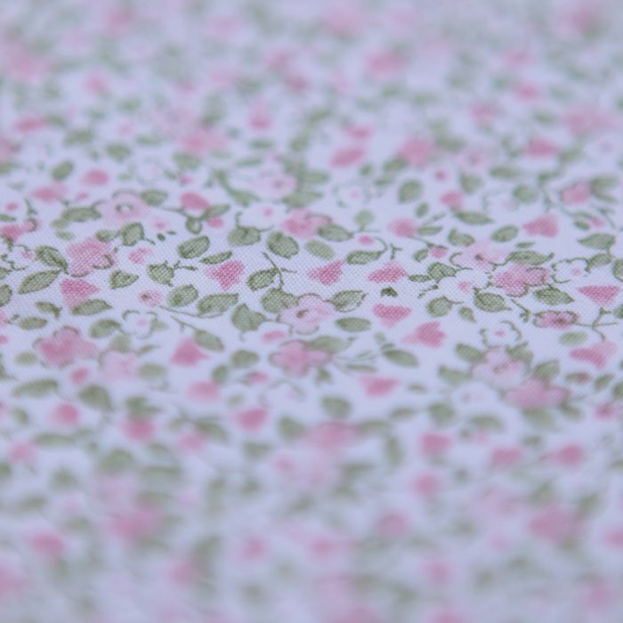 Grace - Popeline de coton mini fleurivert et rose
