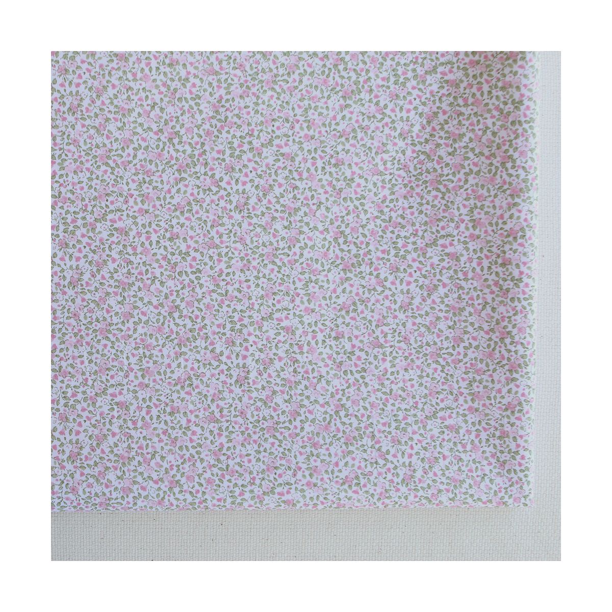Grace - Popeline de coton mini fleurivert et rose