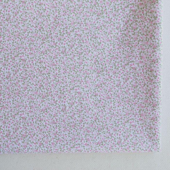 Grace - Popeline de coton mini fleurivert et rose