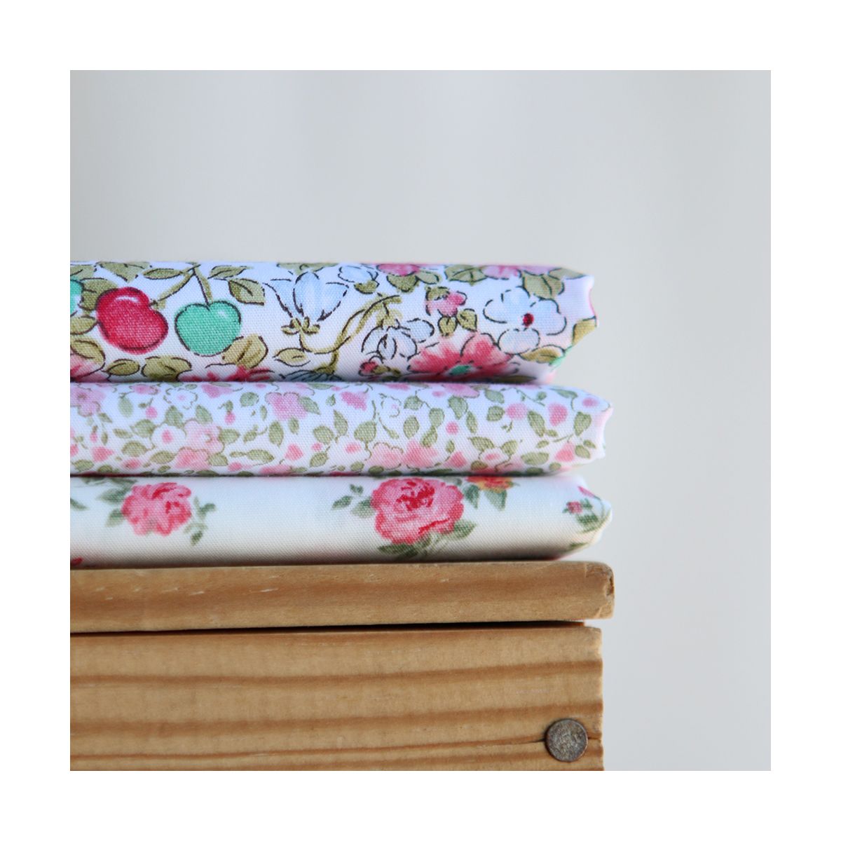 Grace - Popeline de coton mini fleurivert et rose