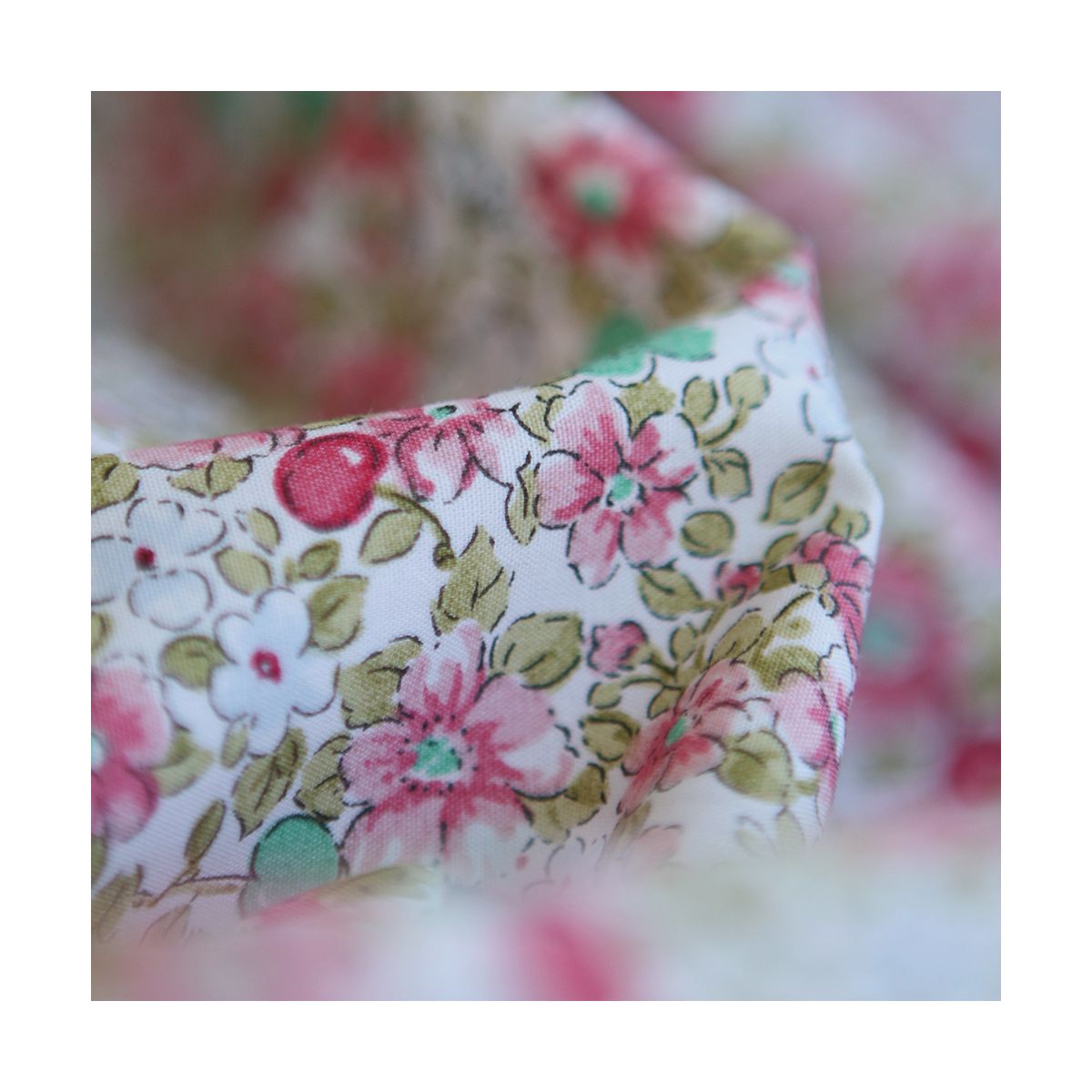 Cerisette - Popeline de coton imprimé fleuri et cerises