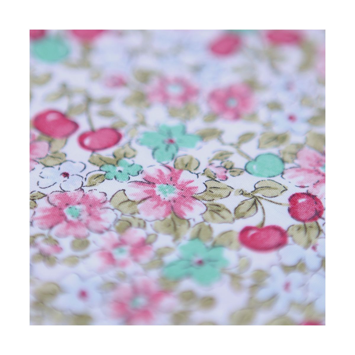 Cerisette - Popeline de coton imprimé fleuri et cerises
