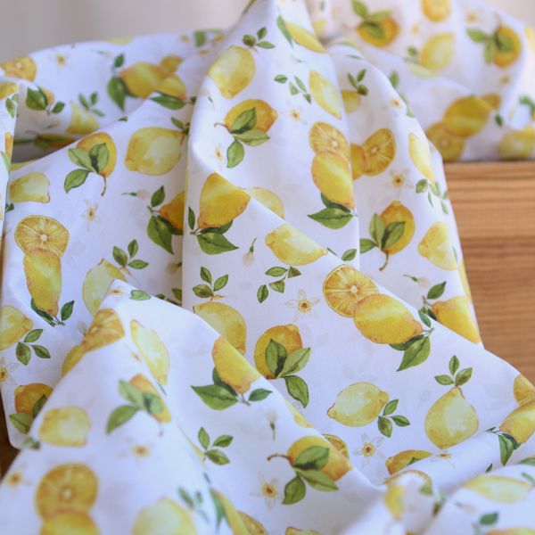 Soline - Popeline de coton imprimé citrons
