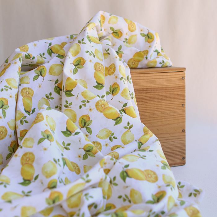 Soline - Popeline de coton imprimé citrons