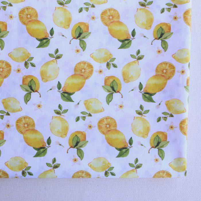 Soline - Popeline de coton imprimé citrons