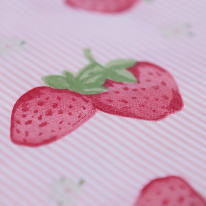 Cirafine - Popeline de coton imprimé rayures et fraises