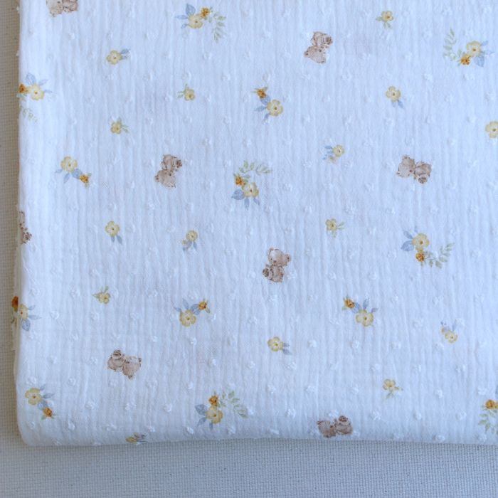 Noah - Double gaze de coton motif petits oursons