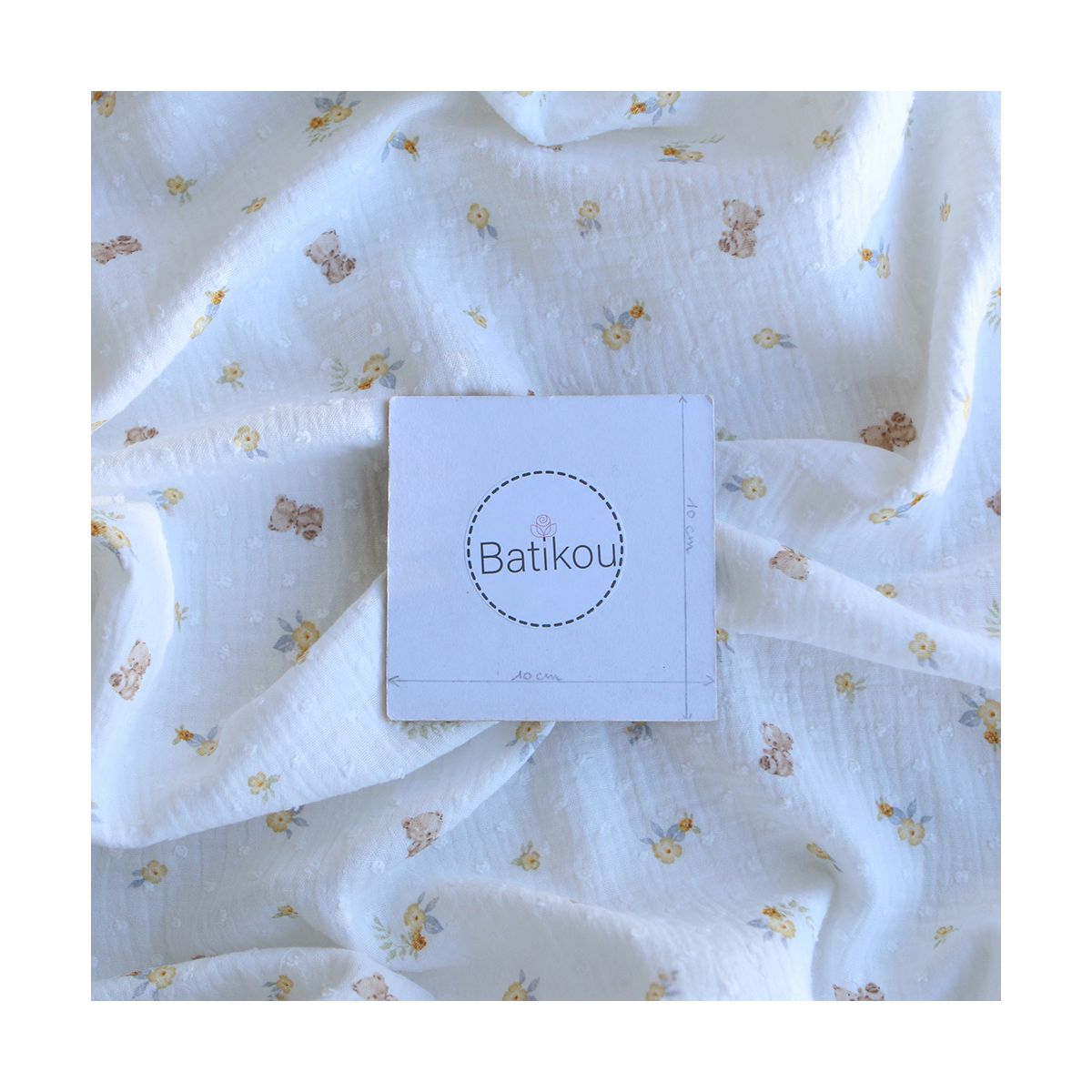 Noah - Double gaze de coton motif petits oursons