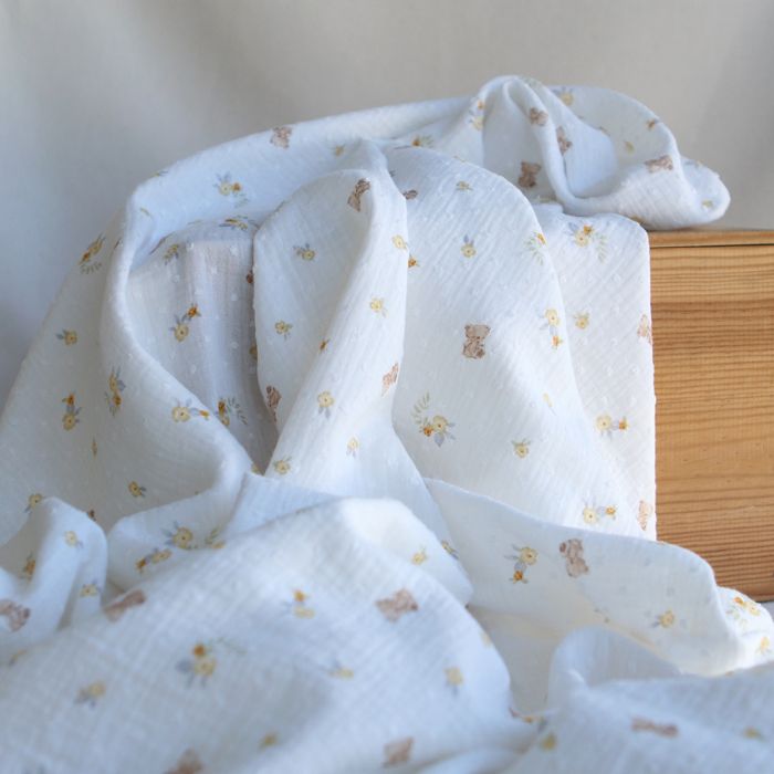 Noah - Double gaze de coton motif petits oursons